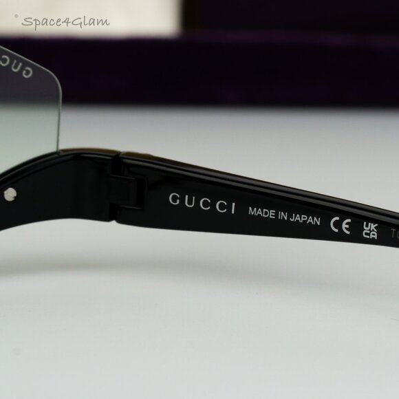 NEW Gucci GG1650S 005 Shiny Black Green Unisex Shield Mask Sunglasses GG GG 1650 - Picture 6 of 7